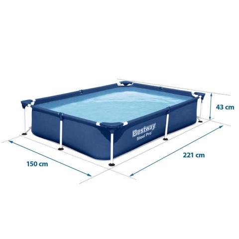Basen prostokątny stelażowy 221x150x43 cm Bestway 56401N Basen prostokątny stelażowy 221x150x43 cm Bestway 56401N