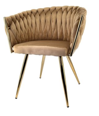 Krzesło plecione Lugano fotel TRECCIA BEIGE VELVET GOLD OUTLET