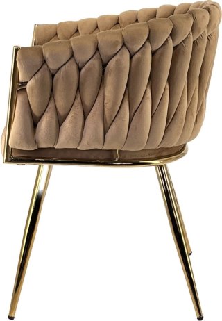 Krzesło plecione Lugano fotel TRECCIA BEIGE VELVET GOLD OUTLET