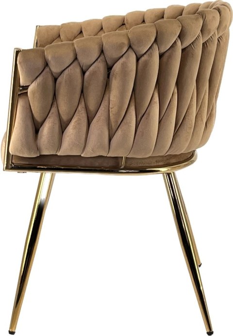 Krzesło plecione Lugano fotel TRECCIA BEIGE VELVET GOLD OUTLET
