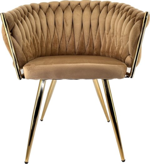 Krzesło plecione Lugano fotel TRECCIA BEIGE VELVET GOLD OUTLET