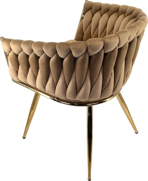 Krzesło plecione Lugano fotel TRECCIA BEIGE VELVET GOLD OUTLET