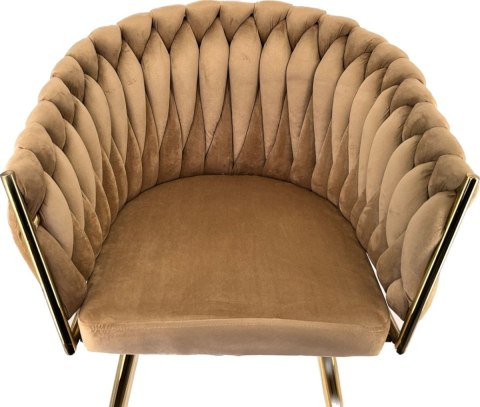 Krzesło plecione Lugano fotel TRECCIA BEIGE VELVET GOLD OUTLET