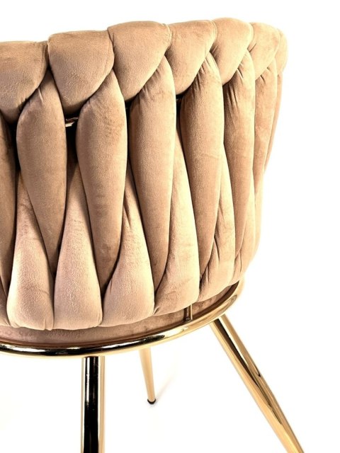 Krzesło plecione Lugano fotel TRECCIA BEIGE VELVET GOLD OUTLET