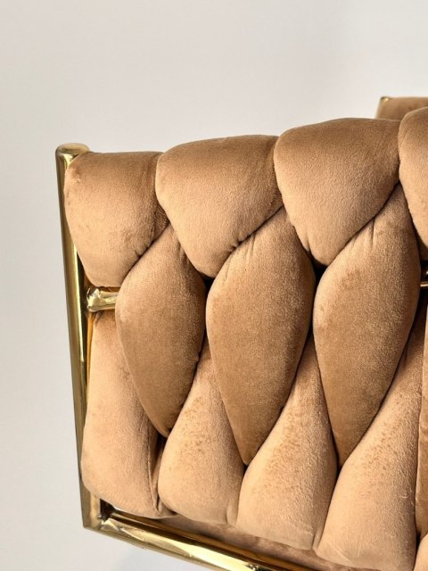 Krzesło plecione Lugano fotel TRECCIA BEIGE VELVET GOLD OUTLET