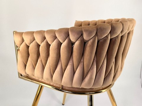 Krzesło plecione Lugano fotel TRECCIA BEIGE VELVET GOLD OUTLET