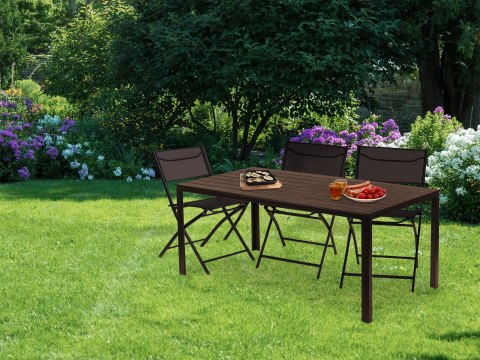 Stół ogrodowy 6-osobowy 156x78 cm polywood meble na taras brązowy