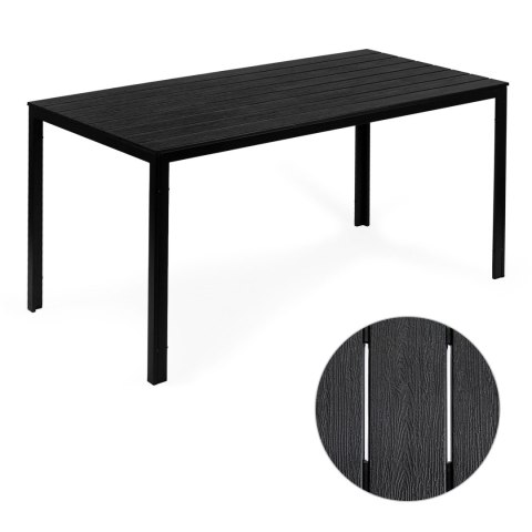 Stół ogrodowy 6-osobowy 156x78 cm polywood meble na taras czarny