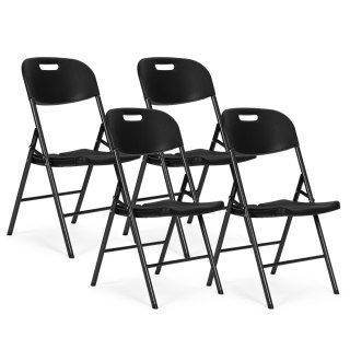 Komplet 4 krzeseł składanych zestaw cateringowy metal HDPE czarne ModernHome