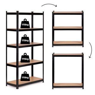 Regał metalowy magazynowy 180x90x40 cm do garażu piwnicy 5 półek 875 kg ModernHome
