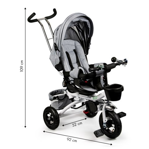 Rowerek trójkołowy obrotowy 360° Szary Delux z daszkiem ECOTOYS Rowerek trójkołowy obrotowy 360° Szary Delux z daszkiem ECOTOYS