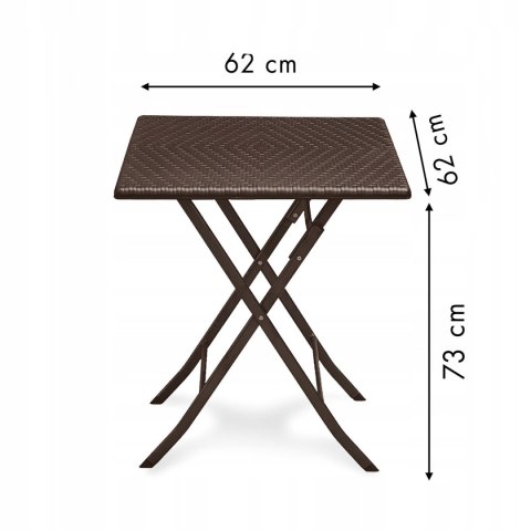 Stolik ogrodowy składany stół kawowy ratan balkon 62 cm ModernHome