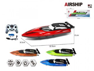 Motorówka R/C z ładowarką USB 4 kolory MIX