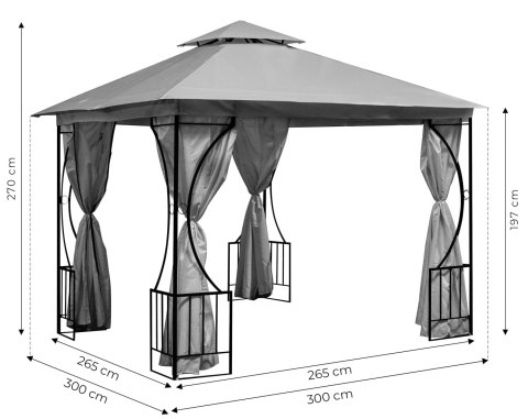 Namiot pawilon ogrodowy 2w1 ścianki moskitiera 3x3 m MultiGarden
