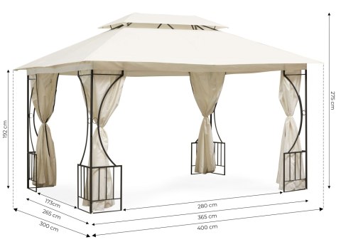 Namiot pawilon ogrodowy altana 3x4m ścianki boczne MultiGarden