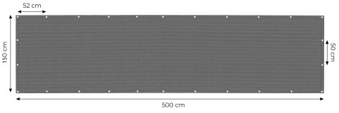 Osłona balkonowa z okuciami 150x500 cm siatka cieniująca + elementy instalacyjne szara MultiGarden