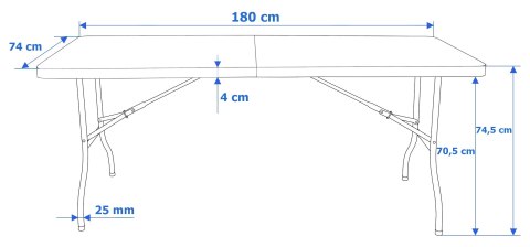 Stół cateringowy RATTAN składany w walizkę - 180 cm szary