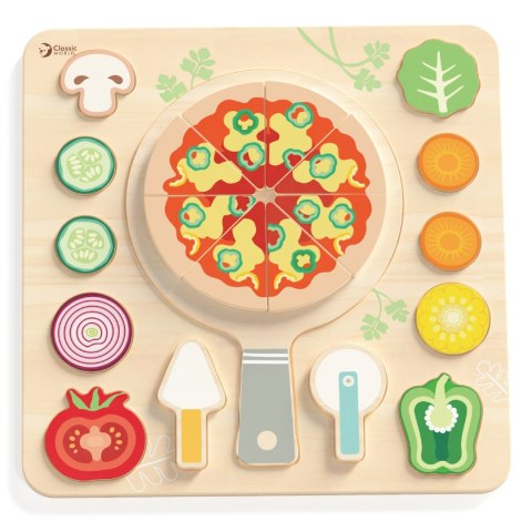CLASSIC WORLD Drewniana Pizza do Krojenia Układanka Warzywa 22 el.