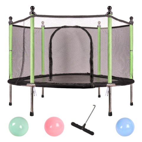 Trampolina ogrodowa dla dzieci siatka 140 cm zielona