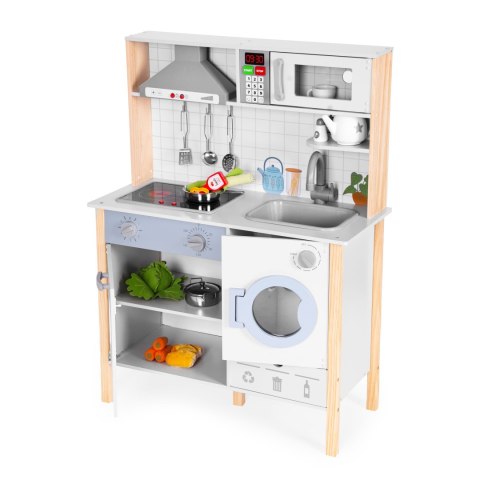Drewniana kuchnia dla dzieci dźwięki LED piekarnik pralka akcesoria kuchenne ECOTOYS