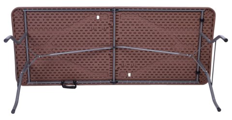 Zestaw cateringowy Rattan brąz stół 180 cm+ 2 ławki