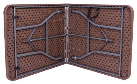 Zestaw cateringowy Rattan brąz stół 180 cm+ 2 ławki