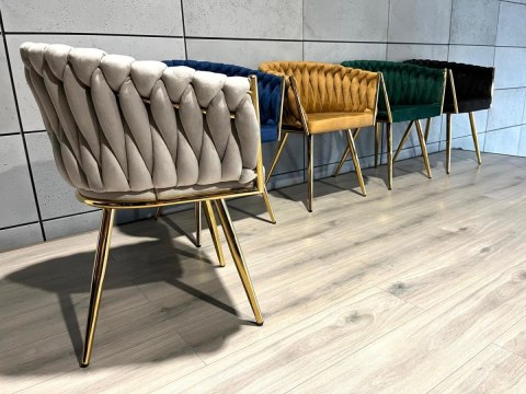 Krzesło plecione Lugano fotel TRECCIA GREY VELVET GOLD II GATUNEK