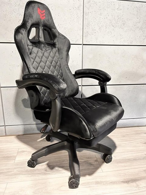 Fotel obrotowy gamingowy XL POKER PRO BLACK ALCANTARA OUTLET