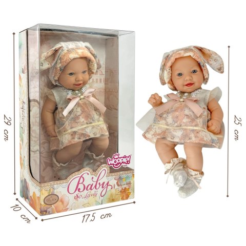 WOOPIE ROYAL Lalka Bobas 24 cm w Sukience i Czapeczce Króliczka
