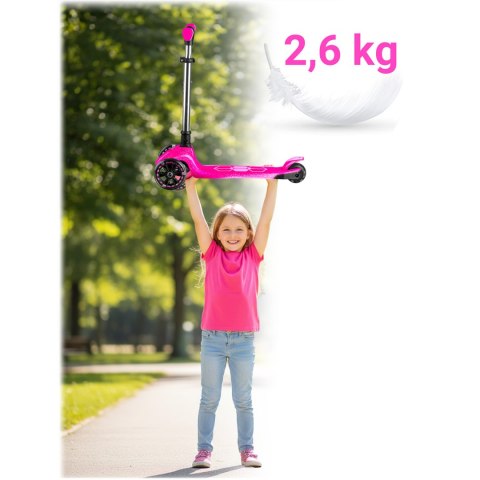 Hulajnoga trójkołowa dla dzieci balansowa świecąca w ciemności Ricokids Jelly - różowa