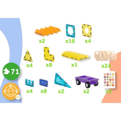 Klocki magnetyczne edukacyjne konstrukcyjne 71 szt RK-782 Ricokids