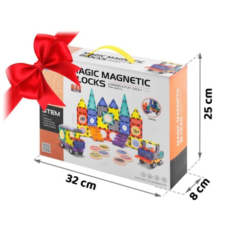 Klocki magnetyczne edukacyjne konstrukcyjne 71 szt RK-782 Ricokids