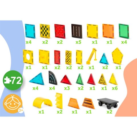 Klocki magnetyczne edukacyjne konstrukcyjne 72 szt RK-780 Ricokids