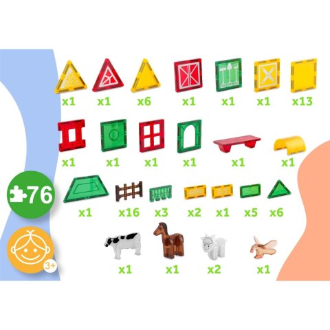 Klocki magnetyczne edukacyjne konstrukcyjne farma zwierząt RK-781 Ricokids