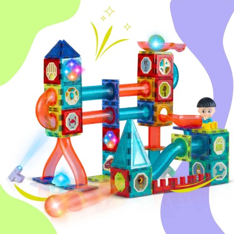 Klocki magnetyczne edukacyjne konstrukcyjne świecące 150 szt RK-782 Ricokids
