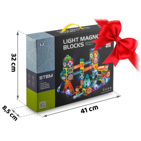 Klocki magnetyczne edukacyjne konstrukcyjne świecące 150 szt RK-782 Ricokids
