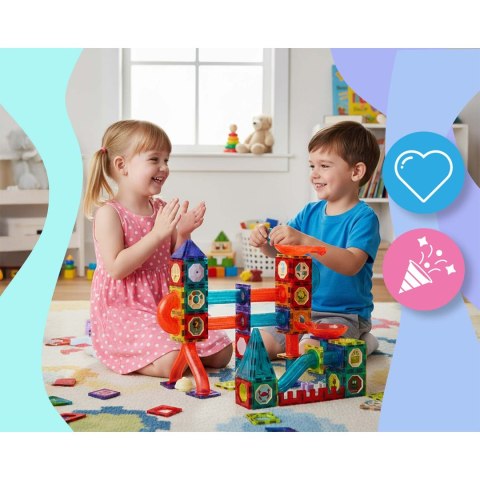 Klocki magnetyczne edukacyjne konstrukcyjne świecące 150 szt RK-782 Ricokids