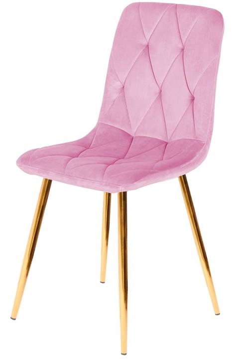 Krzesło tapicerowane BORGO VELVET PINK GOLD OUTLET