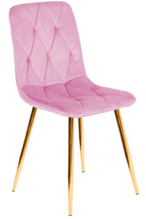 Krzesło tapicerowane BORGO VELVET PINK GOLD OUTLET
