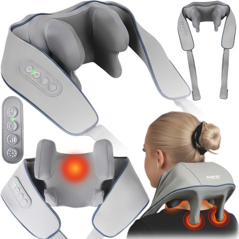 Masażer do pleców szyi karku shiatsu 3 tryby ogrzewanie bezprzewodowy Neo-Sport NS-505