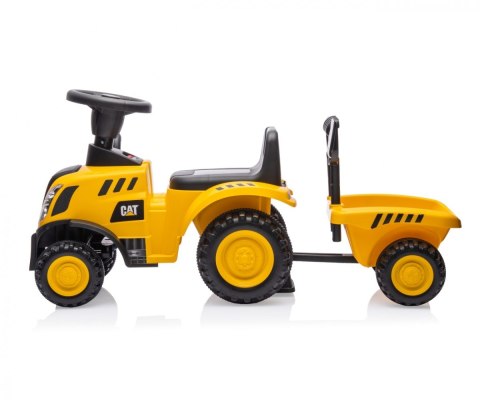 Pojazd CAT Traktor z przyczepą żółty jeździk