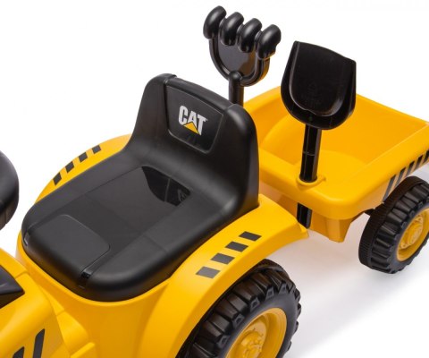 Pojazd CAT Traktor z przyczepą żółty jeździk