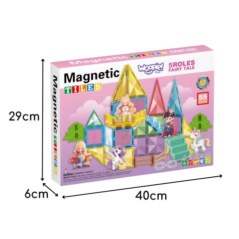 WOOPIE Klocki Magnetyczne Konstrukcyjne 3D Zestaw Edukacyjny Bajkowy Zamek 55el.