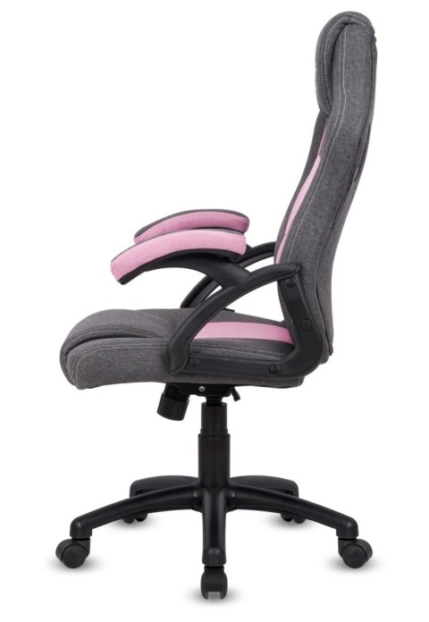 Fotel obrotowy do biurka CARRERA M STONE GREY + PINK FABRIC II GATUNEK