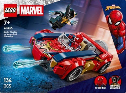 Klocki Super Heroes 76336 Spider-Man w samochodzie kontra zvenomowany Wolverine