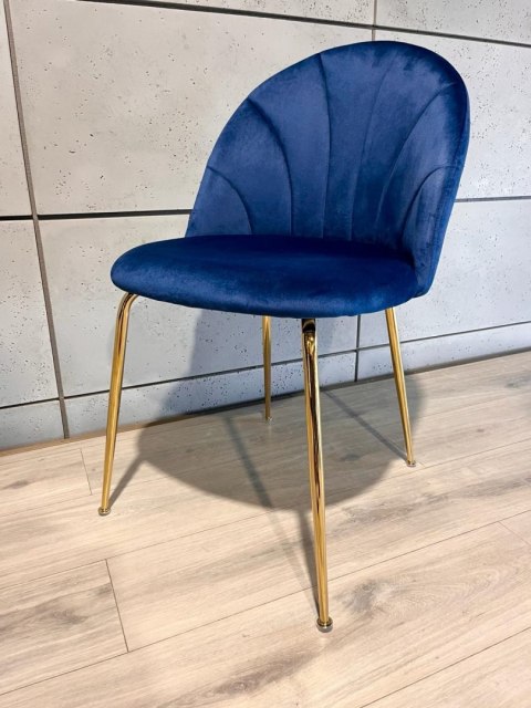 Krzesło tapicerowane CAMILA BLUE VELVET GOLD II GATUNEK
