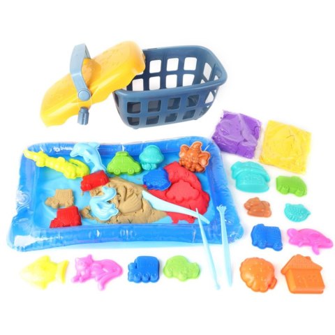 WOOPIE Piasek Kinetyczny 0,8 kg Zestaw w Koszyku z Foremkami + Basen