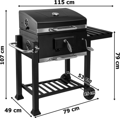 Grill ogrodowy węglowy VULCAN z żeliwnym rusztem