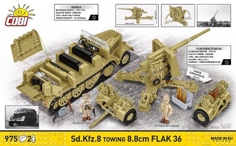 Klocki Sd.Kfz.8 Towing 8.8 cm Flak 36, 975 elementów