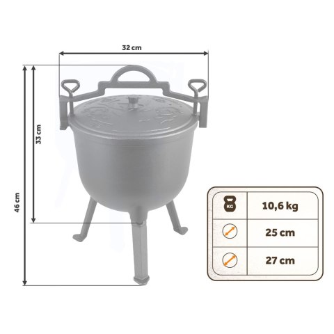Kociołek żeliwny emaliowany garnek 8l na ognisko grill BD-481 348100
